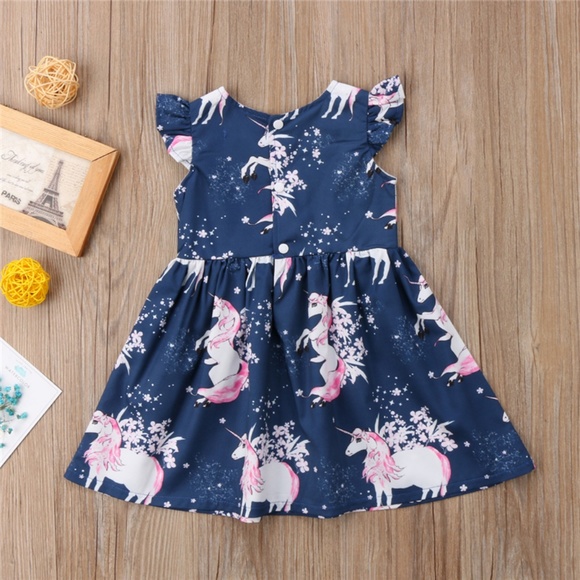 NWT UNICORN toddler girl party Dress short sleeve - Picture 2 of 5